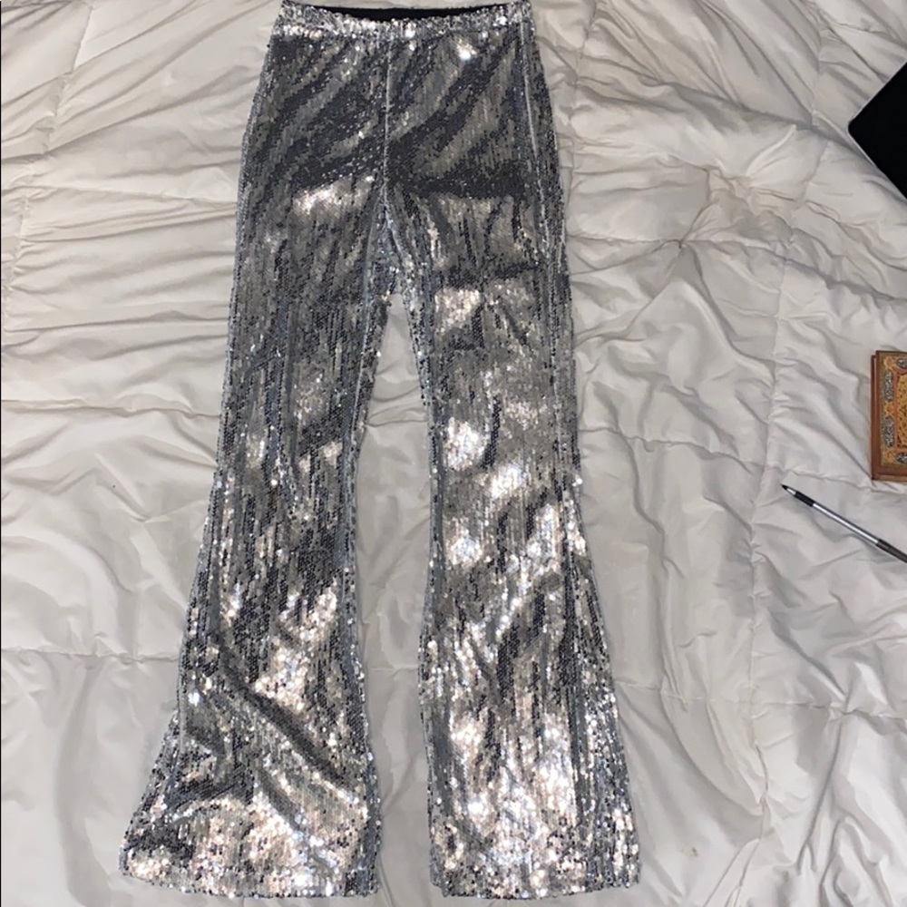 High waisted Dolls Kill flare sequin pants